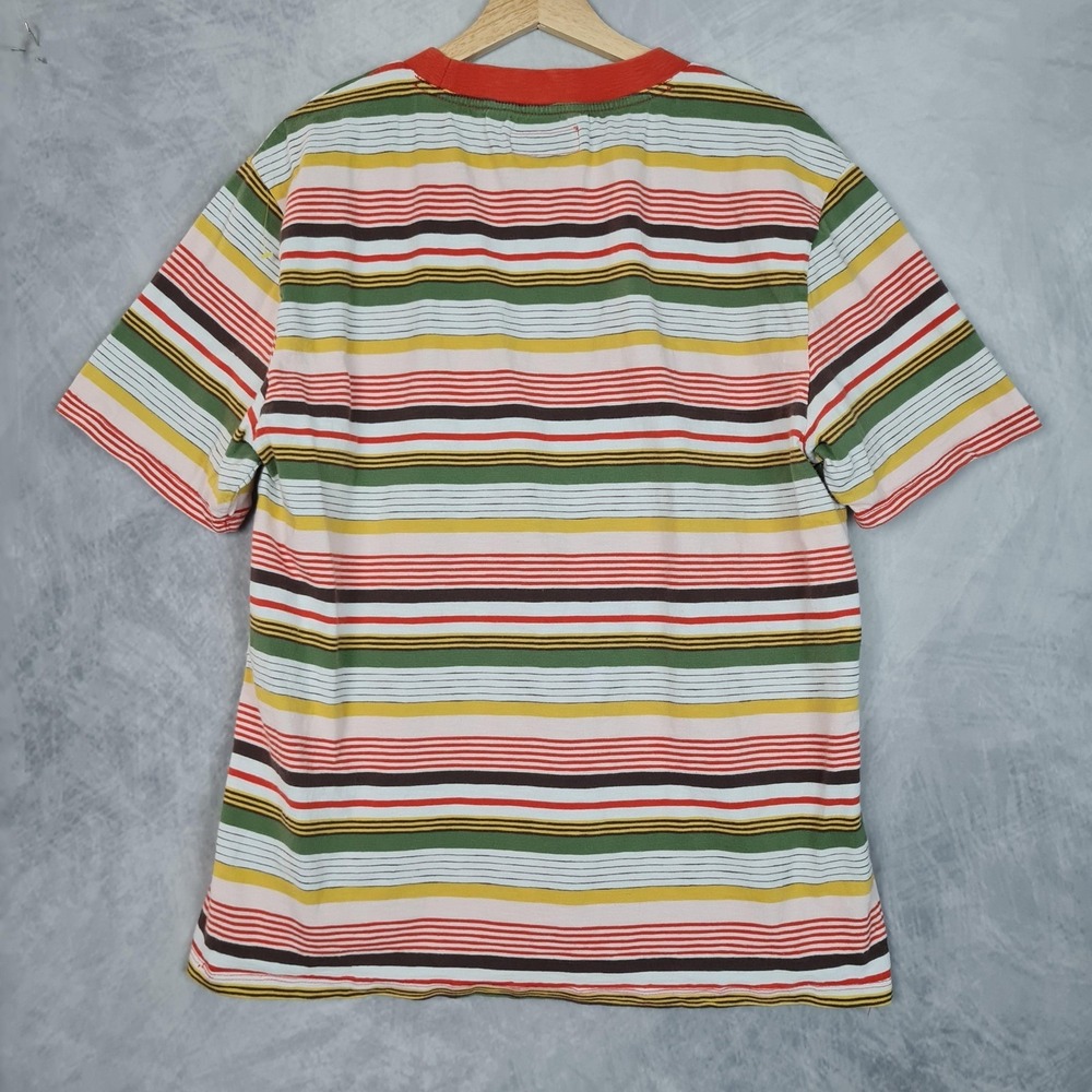 Guess Originals Shirt Mens Medium Multicolor Striped Logo Crewneck Tee T-Shirt - Picture 10 of 15